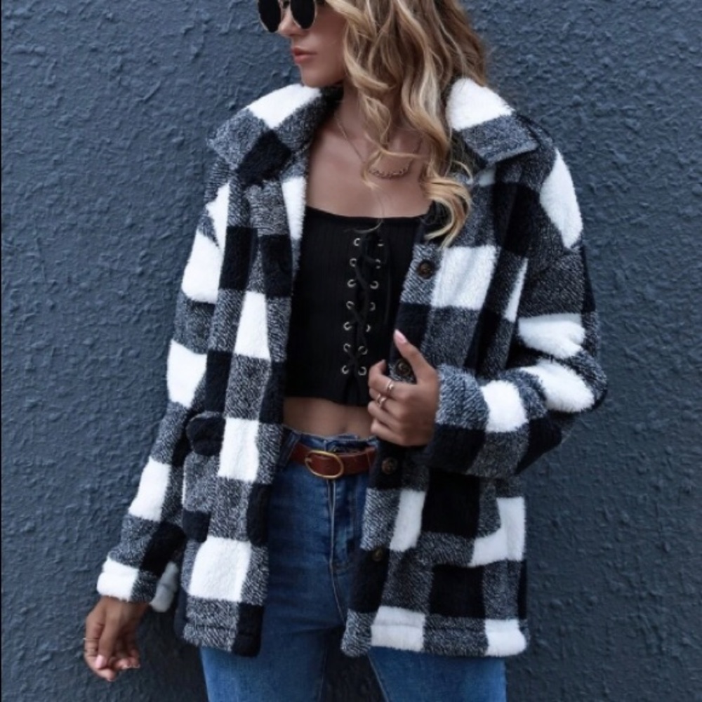 Plaid Fuzzy Jacket
